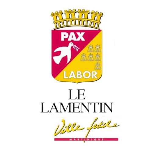 Logo de la ville du Lamentin : le blason PAX LABOR, le nom Le Lamentin et la mention Ville fertile, Martinique